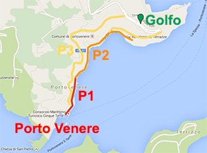 Mappa parcheggi a Porto Venere